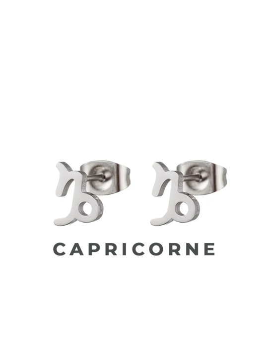 Boucles d'Oreilles Astrologiques en Acier Inoxydable - 8mm