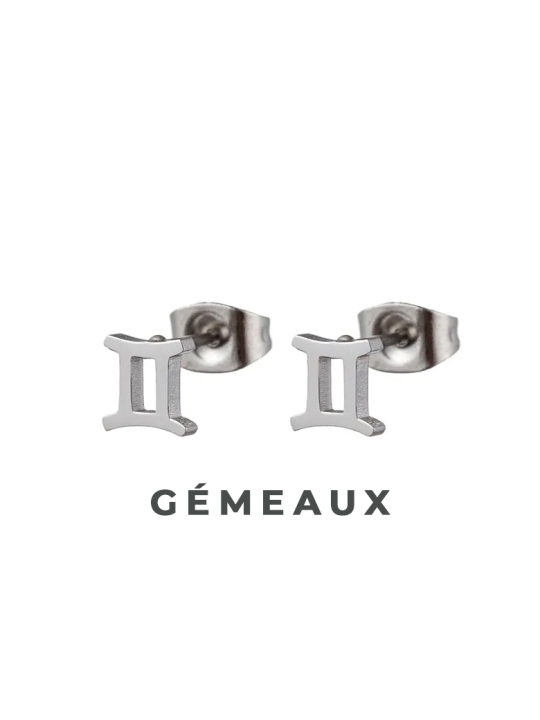 Boucles d'Oreilles Astrologiques en Acier Inoxydable - 8mm