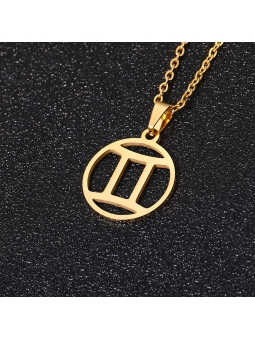 Collier signe astrologique en acier inoxydable doré