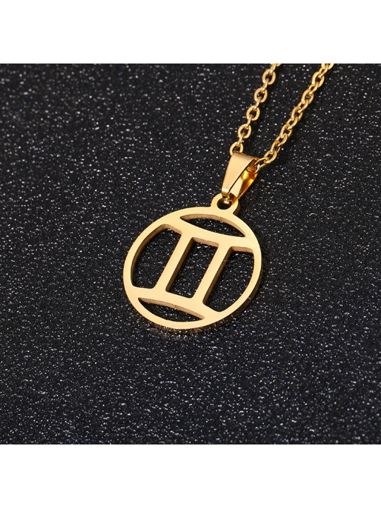 Collier signe astrologique en acier inoxydable doré