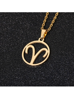 Collier signe astrologique en acier inoxydable doré