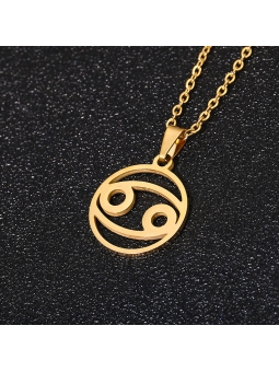 Collier signe astrologique en acier inoxydable doré