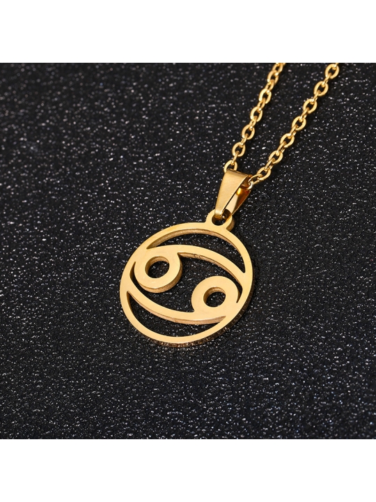 Collier signe astrologique en acier inoxydable doré