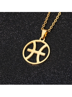 Collier signe astrologique en acier inoxydable doré