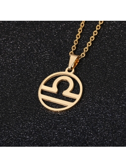Collier signe astrologique en acier inoxydable doré