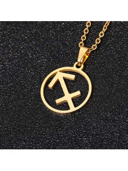 Collier signe astrologique en acier inoxydable doré