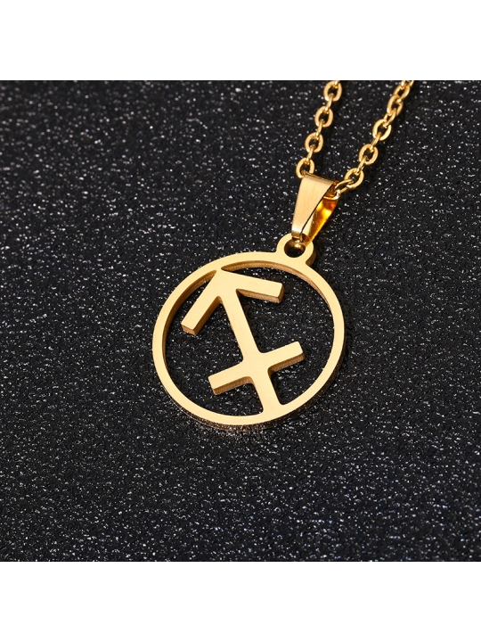 Collier signe astrologique en acier inoxydable doré