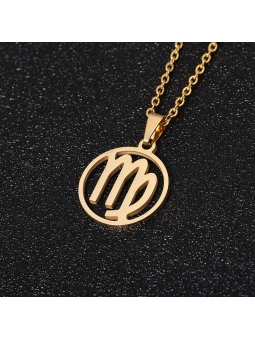 Collier signe astrologique en acier inoxydable doré
