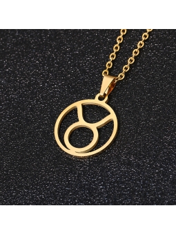 Collier signe astrologique en acier inoxydable doré
