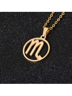 Collier signe astrologique en acier inoxydable doré