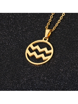 Collier signe astrologique en acier inoxydable doré