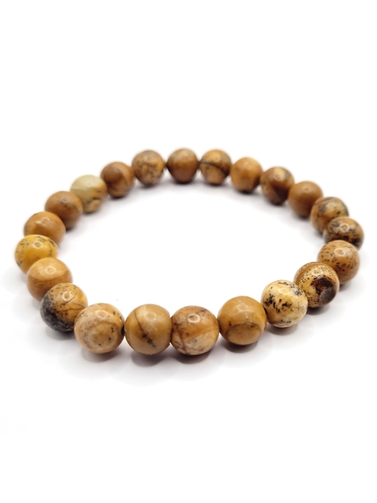 Bracelet en pierres naturelles de jaspe brun élégant et ajustable - Bijou tendance pour homme et femme