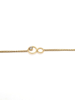 Bracelet en acier inoxydable doré cercle double avec zircon scintillant
