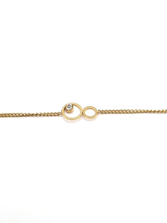 Bracelet en acier inoxydable doré cercle double avec zircon scintillant