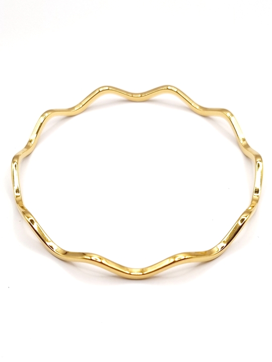 Bracelet jonc ondulé en acier inoxydable doré en acier inoxydable
