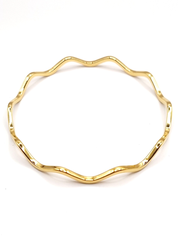 Bracelet jonc ondulé en acier inoxydable doré en acier inoxydable