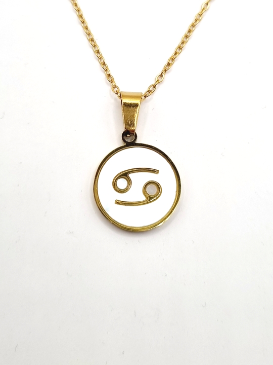 Collier signe astrologique en acier inoxydable plaqué or 18 carats – Élégance personnalisée