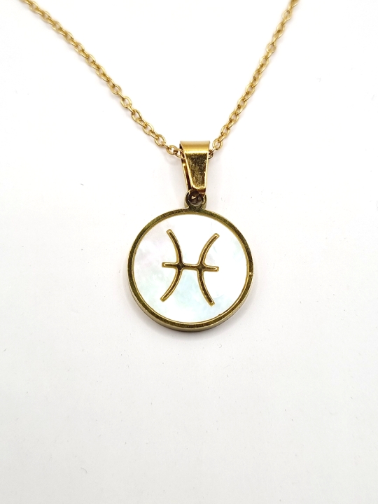 Collier signe astrologique en acier inoxydable plaqué or 18 carats – Élégance personnalisée