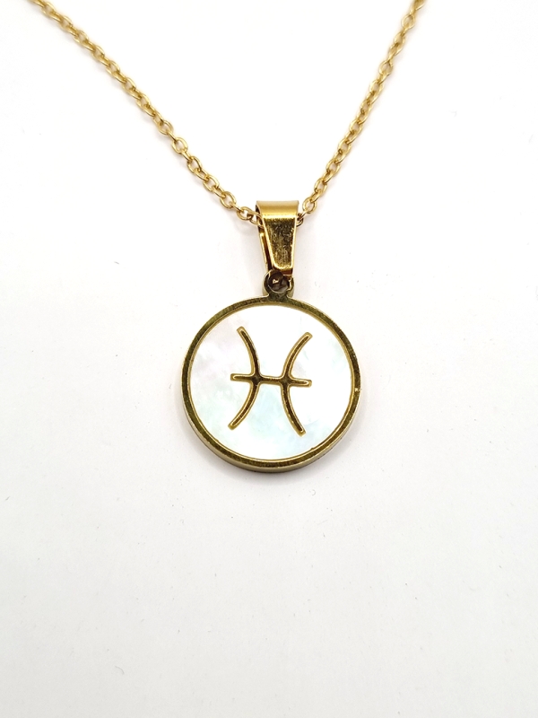 Collier signe astrologique en acier inoxydable doré 18 carats – Élégance personnalisée