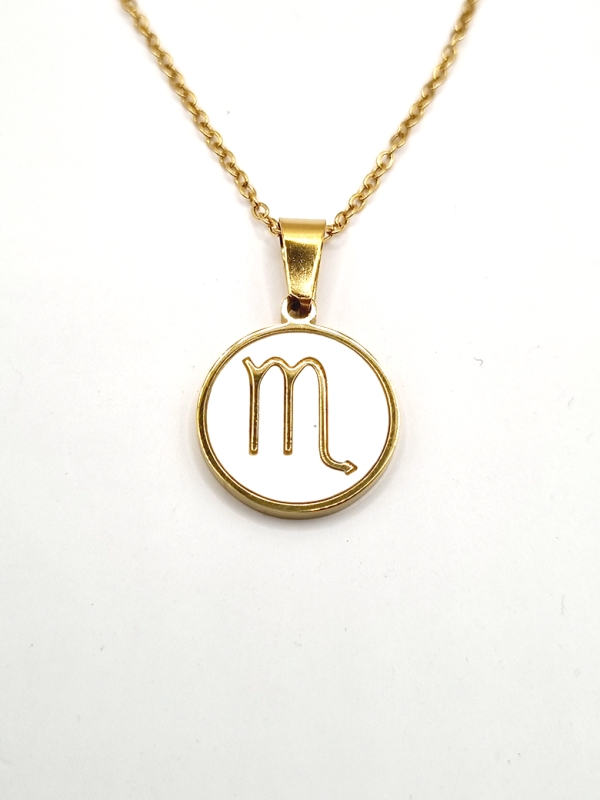 Collier signe astrologique en acier inoxydable plaqué or 18 carats – Élégance personnalisée