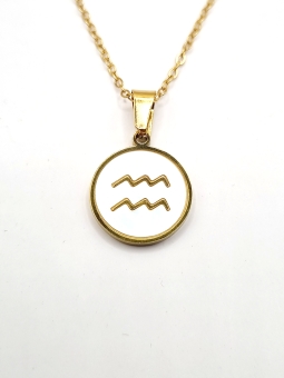 Collier signe astrologique en acier inoxydable plaqué or 18 carats – Élégance personnalisée