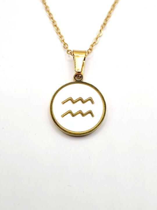 Collier signe astrologique en acier inoxydable plaqué or 18 carats – Élégance personnalisée