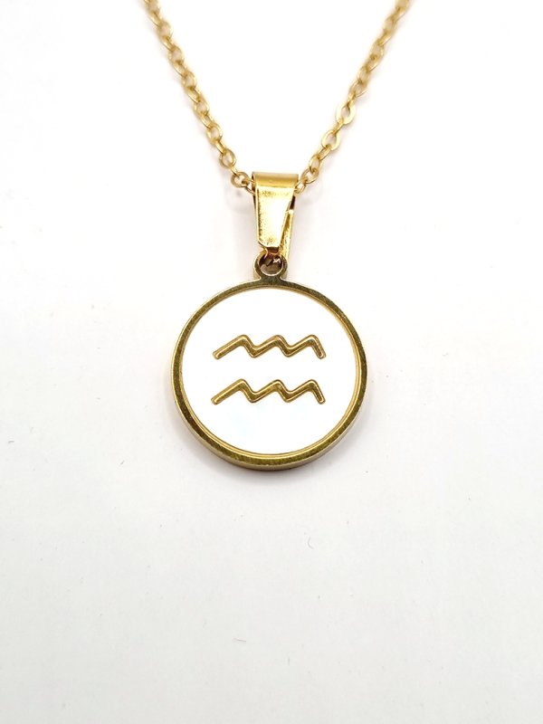 Collier signe astrologique en acier inoxydable doré 18 carats – Élégance personnalisée