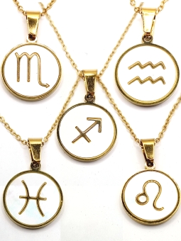 Collier signe astrologique en acier inoxydable plaqué or 18 carats – Élégance personnalisée
