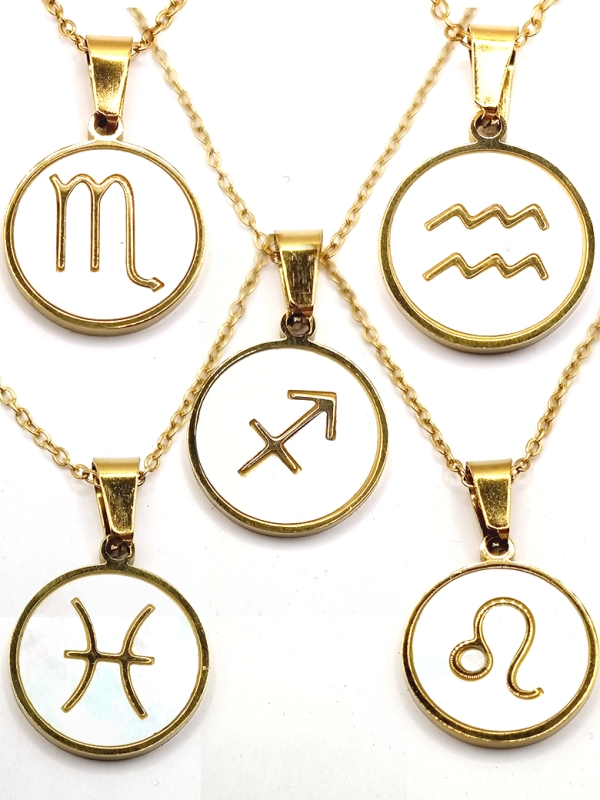 Collier signe astrologique en acier inoxydable plaqué or 18 carats – Élégance personnalisée