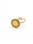 Bague ouverte dorée ornée de strass scintillants et motif gravé