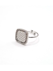 Bague carrée argentée sertie de strass - design éclatant