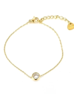 Bracelet en acier inoxydable doré avec pierre colorée – Élégance minimaliste
