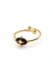 Bague étoile du Nord en acier inoxydable doré et pierre noire