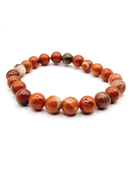 Bracelet en pierres naturelles de jaspe rouge - Énergie et élégance