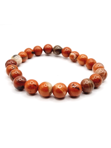 Bracelet en pierres naturelles de jaspe rouge - Énergie et élégance