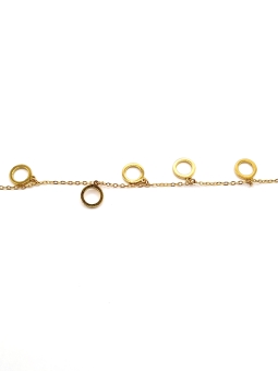 Bracelet anneaux dorés en acier inoxydable
