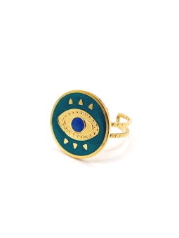 Bague dorée œil protecteur bleu – Design mystique et raffiné