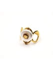 Bague dorée en acier inoxydable avec cabochon en résine et motif soleil