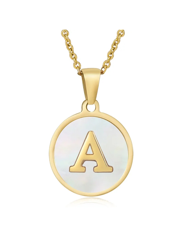 Collier lettrage personnalisé de A à Z en acier inoxydable plaqué or 18 carats