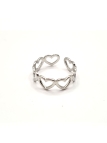 Bague en Acier Inoxydable Argenté Cœurs Entrelacés