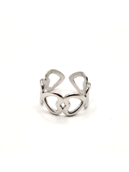 Bague en Acier Inoxydable Argenté Design Cœurs Stylisés