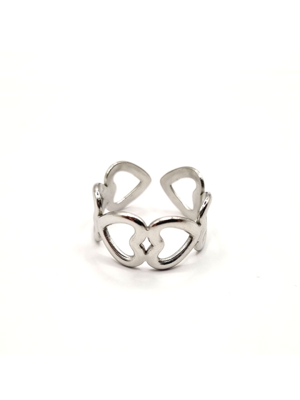 copy ofcopy ofcopy ofBague ouverte en acier inoxydable design lignes fluides dorées