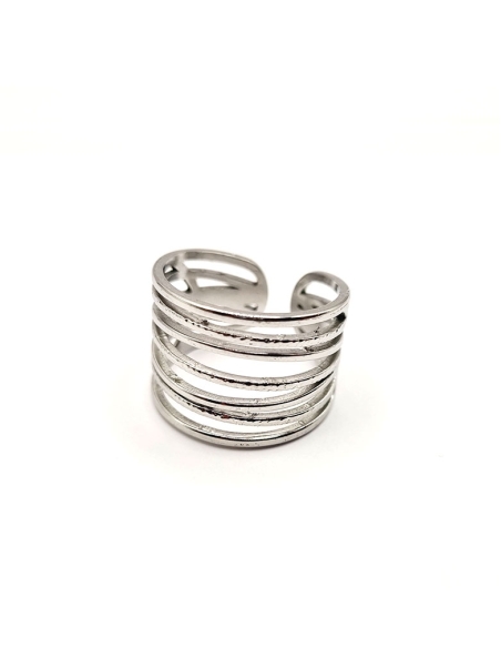 copy ofcopy ofBague ouverte en acier inoxydable design lignes fluides dorées