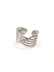 copy ofcopy ofcopy ofcopy ofBague ouverte en acier inoxydable design lignes fluides dorées
