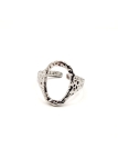 Bague en Acier Inoxydable Argenté Design Martelé Ovale