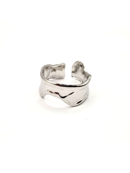 copy ofcopy ofcopy ofcopy ofBague ouverte en acier inoxydable design lignes fluides dorées