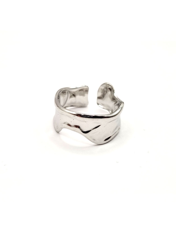 copy ofcopy ofcopy ofcopy ofBague ouverte en acier inoxydable design lignes fluides dorées