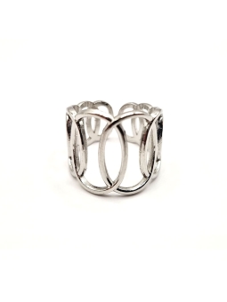 Bague en Acier Inoxydable Argenté Design Géométrique Ajouré