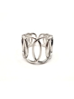 Bague en Acier Inoxydable Argenté Design Géométrique Ajouré