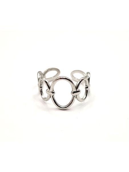 Bague en Acier Inoxydable Argenté Design Cercles Entrelacés Ajustable